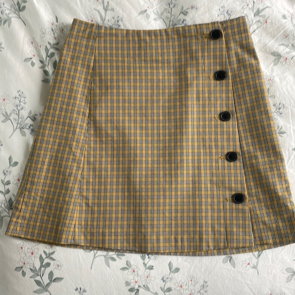 Aritzia Yellow Checkered Skirt